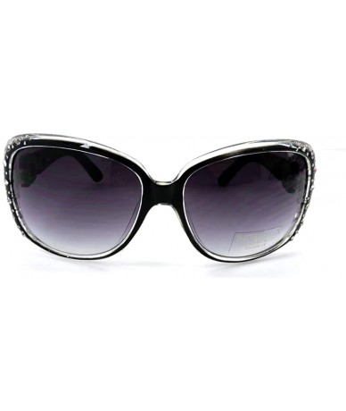 Oversized Vintage Thick Oversized Plastic Frame Womens Sunglasses UV 400 - Black W Crystals - CU18RMKH79Z $23.15