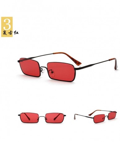 Square 2019 new fashion trend square metal retro unisex luxury brand designer sunglasses UV400 - Red - C718R546KOA $21.89