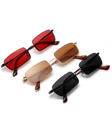 Square 2019 new fashion trend square metal retro unisex luxury brand designer sunglasses UV400 - Red - C718R546KOA $21.89