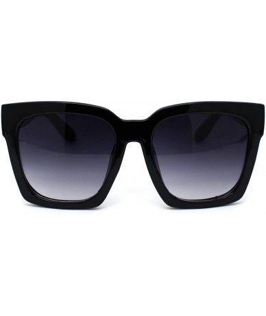 Rectangular Womens XL Oversize Horned Rim Thick Plastic Retro Sunglasses - Black Smoke - CP18WRRUQ6T $26.06