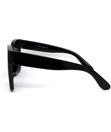 Rectangular Womens XL Oversize Horned Rim Thick Plastic Retro Sunglasses - Black Smoke - CP18WRRUQ6T $26.06