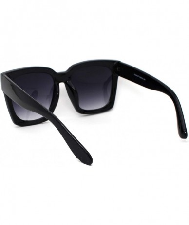 Rectangular Womens XL Oversize Horned Rim Thick Plastic Retro Sunglasses - Black Smoke - CP18WRRUQ6T $26.06