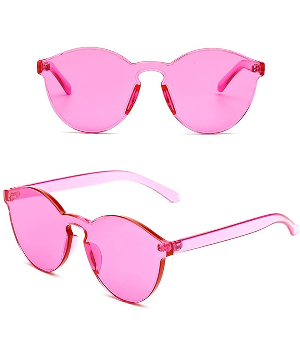 Rimless New Fashion Transparent Tinted Rimless Cat Eye Sunglasses For women - Rose Red - C9183W7WOGI $20.19