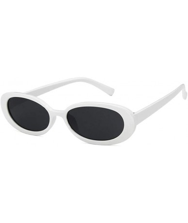 Goggle Mini Vintage Retro Extra Narrow Oval Round Skinny Cat Eye Sun Glasses Clout Goggles - White - CV18SL2Q7E2 $18.16