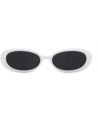 Goggle Mini Vintage Retro Extra Narrow Oval Round Skinny Cat Eye Sun Glasses Clout Goggles - White - CV18SL2Q7E2 $18.16