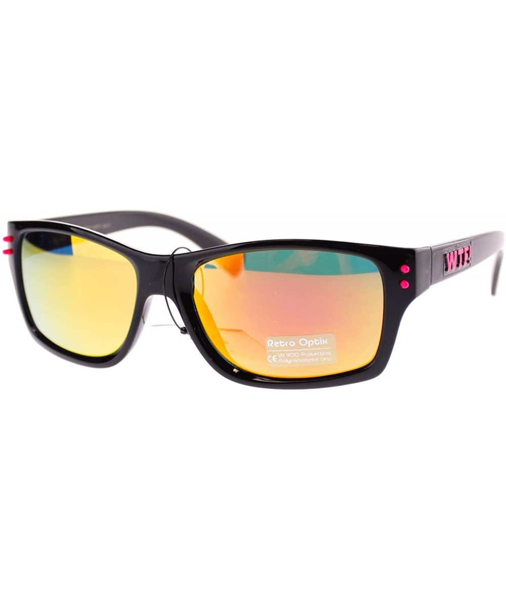 Rectangular WTF! Unisex Sunglasses Classic Rectangular Reflective Lens - Pink - C511P5E1MT1 $17.75