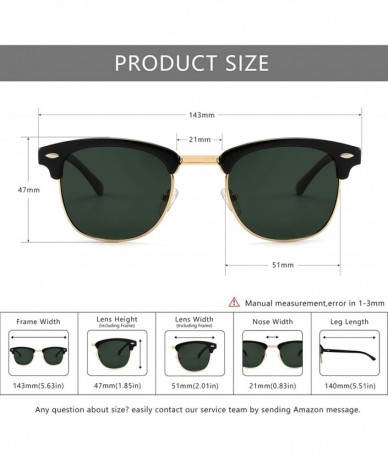 Semi-rimless Classic Half Frame Retro Sunglasses with Polarized Lens - Black Plastic Frame Glossy Finish/Green Lens - C018CNS...