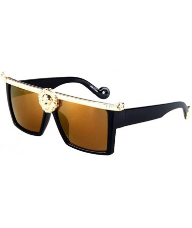 Square Square Flat Top Thick Plastic Super Dark Gangster Luxury Sunglasses 57mm - Brown Mirror Lens+gold Frame - CX182SYM64N ...