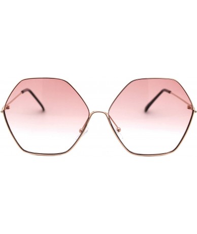 Oversized Womens Hexagon Shape Sunglasses Thin Metal Frame Oversized Fashion UV 400 - Gold (Pink) - CR196CC709I $22.46