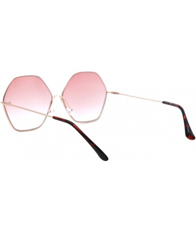 Oversized Womens Hexagon Shape Sunglasses Thin Metal Frame Oversized Fashion UV 400 - Gold (Pink) - CR196CC709I $22.46