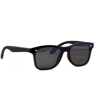 Wayfarer Wooden Frameless Reflective Polarized Sunglasses - Rimless Sunglasses For Men & Women - Ebony Wood - CB18K2ZDGQD $61.85