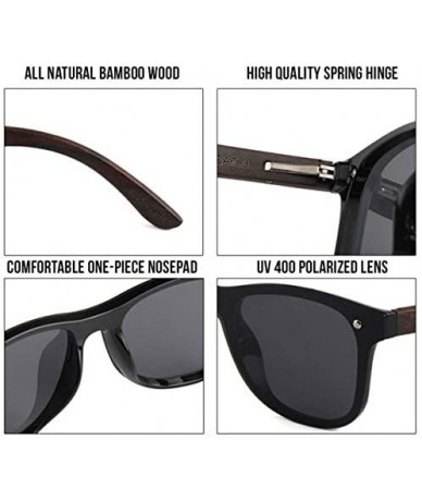 Wayfarer Wooden Frameless Reflective Polarized Sunglasses - Rimless Sunglasses For Men & Women - Ebony Wood - CB18K2ZDGQD $61.85