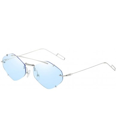 Cat Eye Irregular Diamond Shape Flat Lens Mirrored Metal Frame Glasses Cat Eye Sunglasses - Gray - CL196YY5MHM $19.59