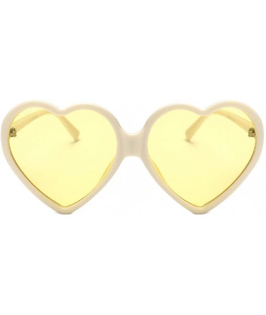 Square Women Fashion Unisex Heart-shaped Shades Sunglasses Integrated UV Glasses - Yellow - CQ18TRAZOQS $17.85