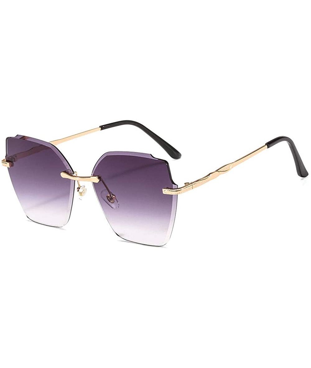 Rimless Rimless Cut Edge Irregular Ocean Slice Sunglasses for Ladies - 2 - CS198U6H98X $43.12