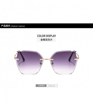 Rimless Rimless Cut Edge Irregular Ocean Slice Sunglasses for Ladies - 2 - CS198U6H98X $43.12