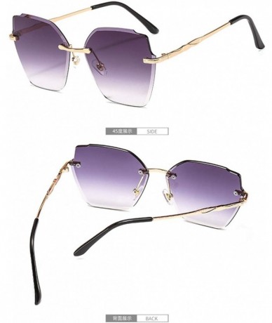 Rimless Rimless Cut Edge Irregular Ocean Slice Sunglasses for Ladies - 2 - CS198U6H98X $43.12