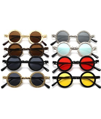 Round 2020 Men's Punk Retro Round Super Small Frame Luxury Fashion Ladies Hip Hop Sunglasses UV400 - Tea - CK193EXT5QC $24.22