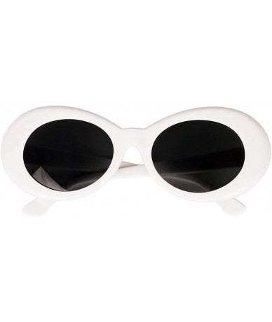 Goggle Novelty Kurt Cobain Glasses Oval Sunglasses Black Lens for Women Men - White - C518IHG7KT6 $18.70