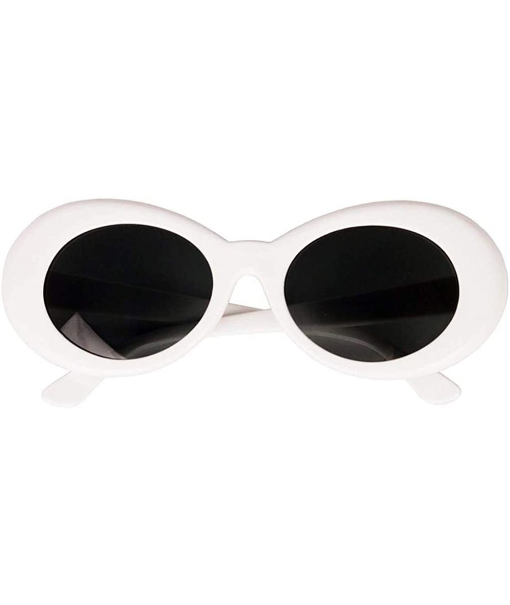 Goggle Novelty Kurt Cobain Glasses Oval Sunglasses Black Lens for Women Men - White - C518IHG7KT6 $18.70