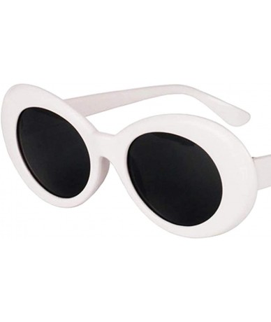 Goggle Novelty Kurt Cobain Glasses Oval Sunglasses Black Lens for Women Men - White - C518IHG7KT6 $18.70