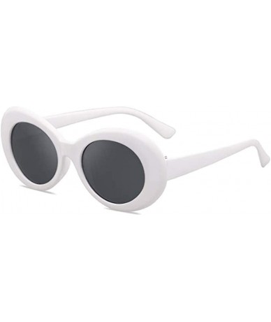 Goggle Novelty Kurt Cobain Glasses Oval Sunglasses Black Lens for Women Men - White - C518IHG7KT6 $18.70