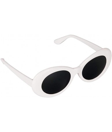 Goggle Novelty Kurt Cobain Glasses Oval Sunglasses Black Lens for Women Men - White - C518IHG7KT6 $18.70