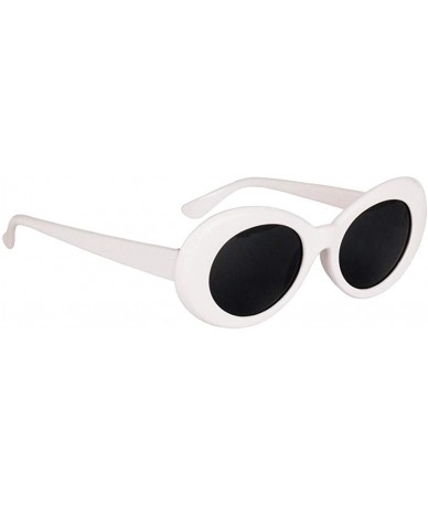 Goggle Novelty Kurt Cobain Glasses Oval Sunglasses Black Lens for Women Men - White - C518IHG7KT6 $18.70