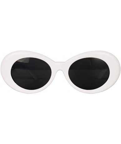 Goggle Novelty Kurt Cobain Glasses Oval Sunglasses Black Lens for Women Men - White - C518IHG7KT6 $18.70