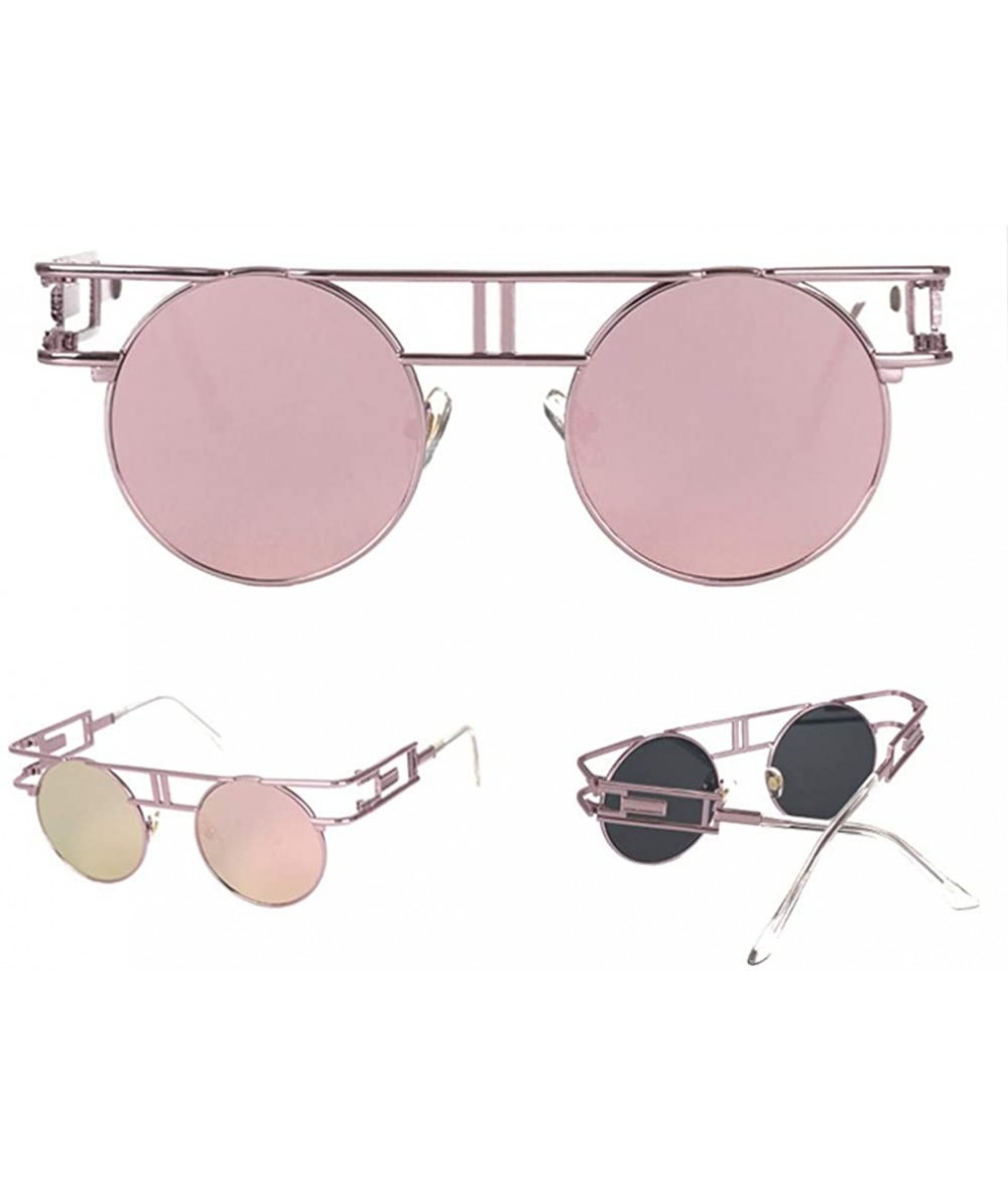 Round Round Sunglasses Men Women Fashion Glasses Retro Frame Vintage Sunglasses - C10 - CZ18WZUGDGL $67.51