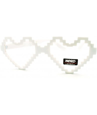 Square Pixelated Heart Glasses Pixel Love Clear Lens Eyewear - White - C91865Z0E7R $17.90