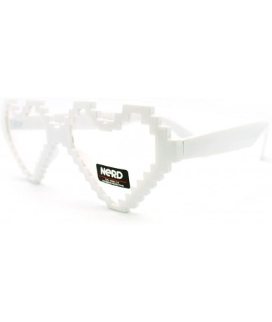 Square Pixelated Heart Glasses Pixel Love Clear Lens Eyewear - White - C91865Z0E7R $17.90