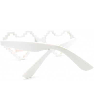 Square Pixelated Heart Glasses Pixel Love Clear Lens Eyewear - White - C91865Z0E7R $17.90