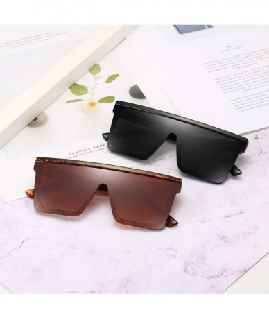 Square Square Oversized Sunglasses for Women Men Fashion Flat Top Big Black Frame Shades - CJ195AUIT37 $23.74