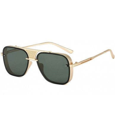 Oval Metal Men's Sunglasses Gold Code Sunglasses European and American Glasses Sunglasses - Gun / Full Gray - CE190MTSEI0 $57.73