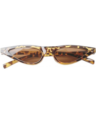 Oval Retro Slim Vintage Wide Oval Cat Eye Pointy Small Thin Clout Sunglasses - Leopard - CM1978M4NX0 $20.03