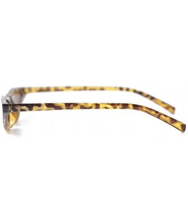 Oval Retro Slim Vintage Wide Oval Cat Eye Pointy Small Thin Clout Sunglasses - Leopard - CM1978M4NX0 $20.03