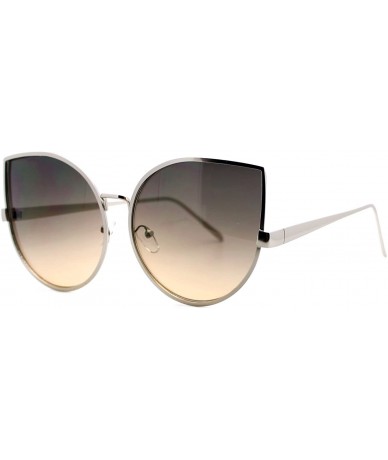 Oversized Womens Foxy Cateye Sunglasses Super Oversized Big Metal Frame - Silver (Brown Smoke) - C4188O26T4W $19.49