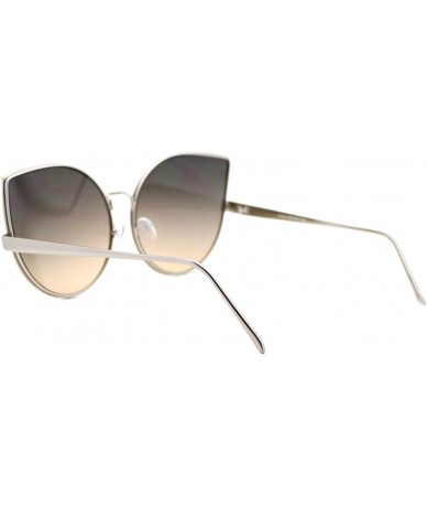 Oversized Womens Foxy Cateye Sunglasses Super Oversized Big Metal Frame - Silver (Brown Smoke) - C4188O26T4W $19.49