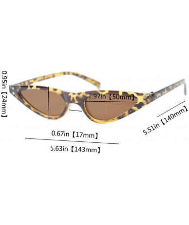 Oval Retro Slim Vintage Wide Oval Cat Eye Pointy Small Thin Clout Sunglasses - Leopard - CM1978M4NX0 $20.03