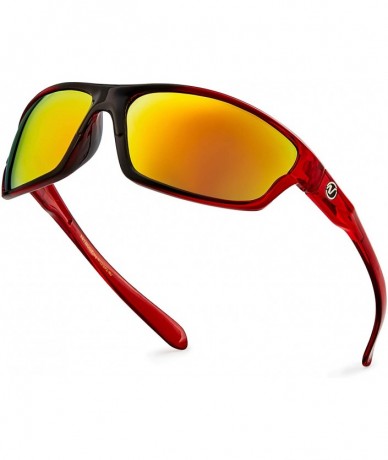 Goggle Polarized Wrap Around Sport Sunglasses - Crystal Red - Revo Orange - CD196QZDZ7K $24.67