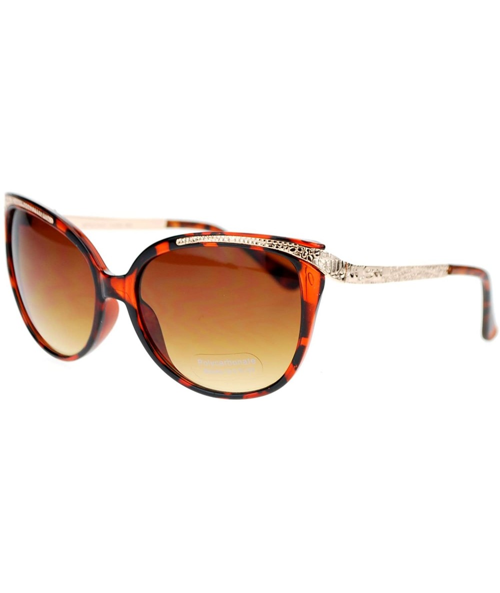 Cat Eye Womens Retile Texture Arm Oversize Cat Eye Sunglasses - Tortoise - CK11ZKXLH3X $19.13