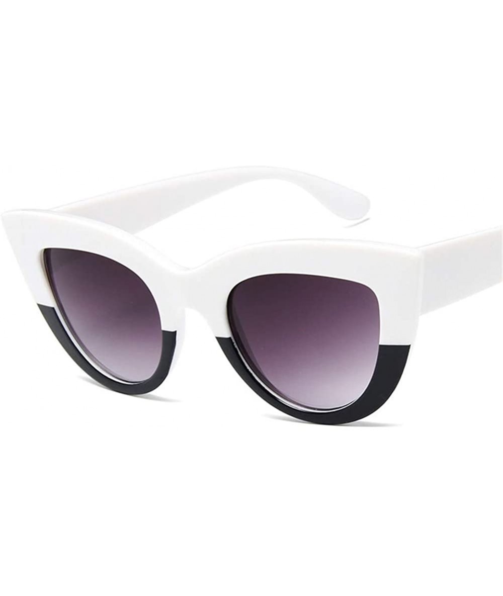 Cat Eye Women Cat Eye Sunglasses Retro Mirror Lens Sun Glasses Ladies Colorful Glasses UV400 - White Black Gray - C7199QCYH70...