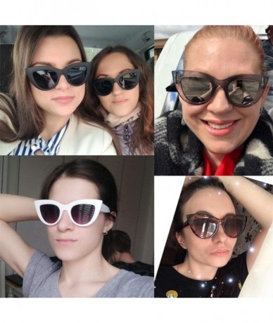 Cat Eye Women Cat Eye Sunglasses Retro Mirror Lens Sun Glasses Ladies Colorful Glasses UV400 - White Black Gray - C7199QCYH70...