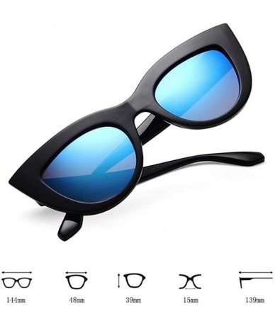 Cat Eye Women Cat Eye Sunglasses Retro Mirror Lens Sun Glasses Ladies Colorful Glasses UV400 - White Black Gray - C7199QCYH70...