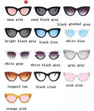 Cat Eye Women Cat Eye Sunglasses Retro Mirror Lens Sun Glasses Ladies Colorful Glasses UV400 - White Black Gray - C7199QCYH70...