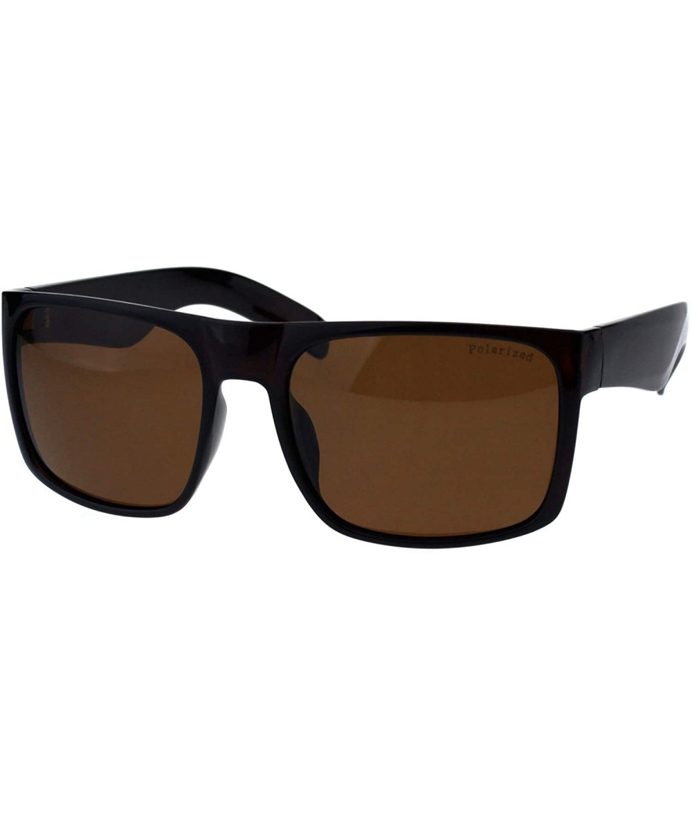 Rectangular Mens Polarized Lens Sunglasses Classic Fashion Rectangular Frame - Brown (Brown) - C618KZMD2KN $22.44