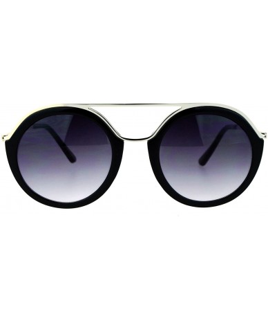 Round Vintage Futurism Retro Racer Pilot Sunglasses - Black Silver - CS12EFCQXTH $23.05