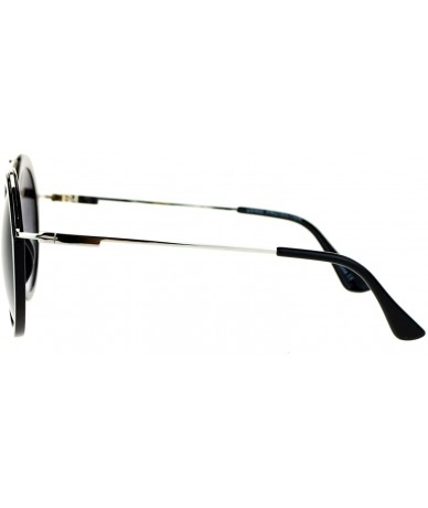 Round Vintage Futurism Retro Racer Pilot Sunglasses - Black Silver - CS12EFCQXTH $23.05