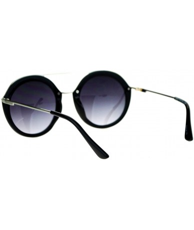 Round Vintage Futurism Retro Racer Pilot Sunglasses - Black Silver - CS12EFCQXTH $23.05